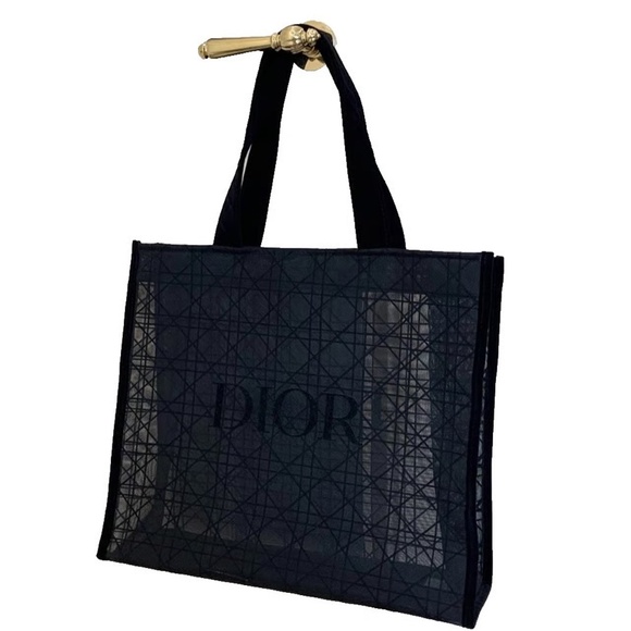 New GWP Christian Dior Beauty Parfums Makeup Black Velvet Mesh Large Tote Bag. - Picture 3 of 11